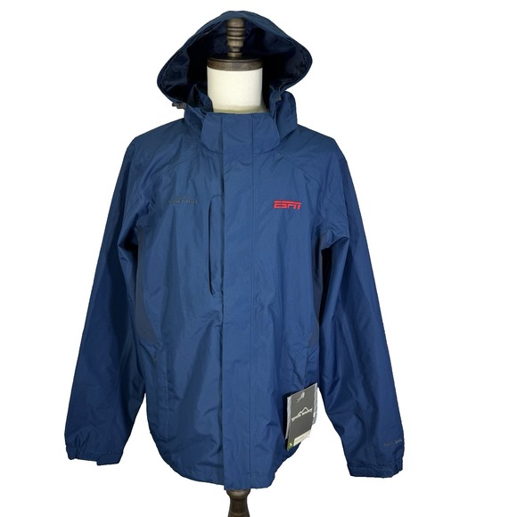 NEW Eddie Bauer Men's 2XL Rain Jacket Weatheredge Removable Hood ESPN Logo RARE - Picture 1 of 16